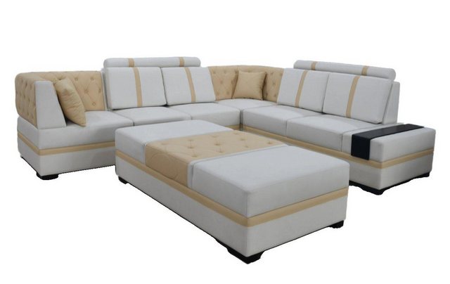 JVmoebel Ecksofa Designer Sofa Ecksofa mit Hocker Polster Garnitur Wohnzimm günstig online kaufen