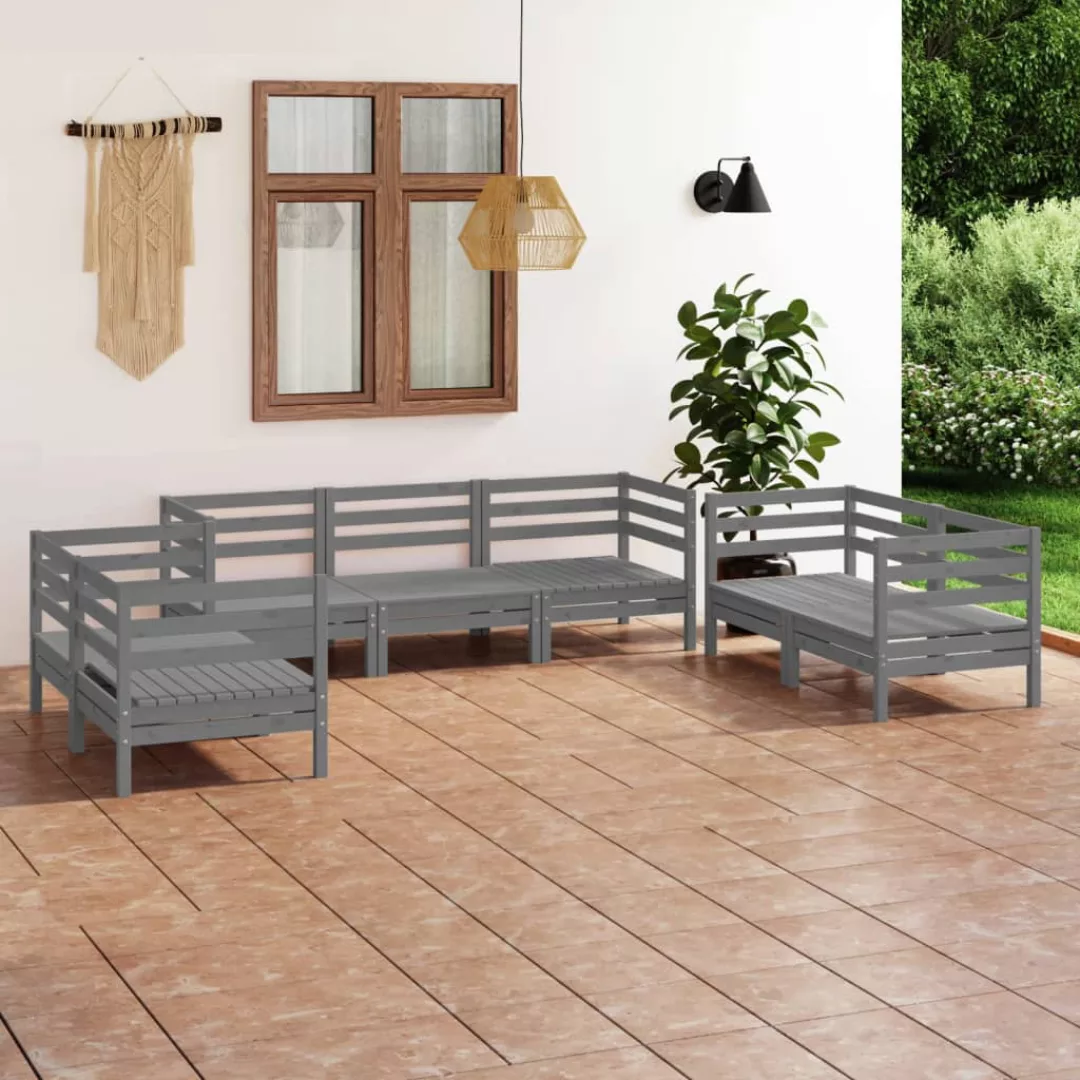 7-tlg. Garten-lounge-set Grau Massivholz Kiefer günstig online kaufen