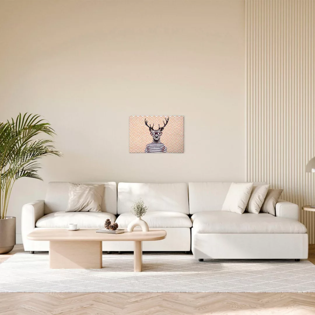 A.S. Création Leinwandbild "Modern Deer 2 - Wandbild Braun Orange Keilrahme günstig online kaufen