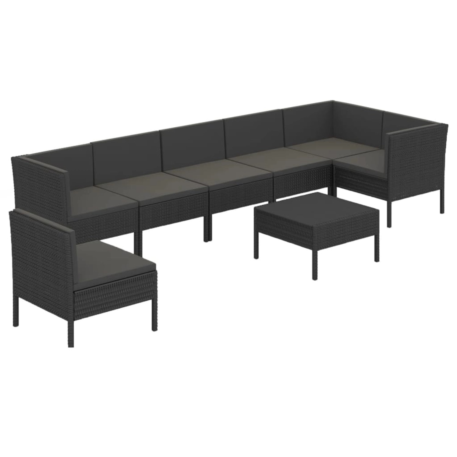 8-tlg. Garten-lounge-set Mit Auflagen Poly Rattan Schwarz günstig online kaufen