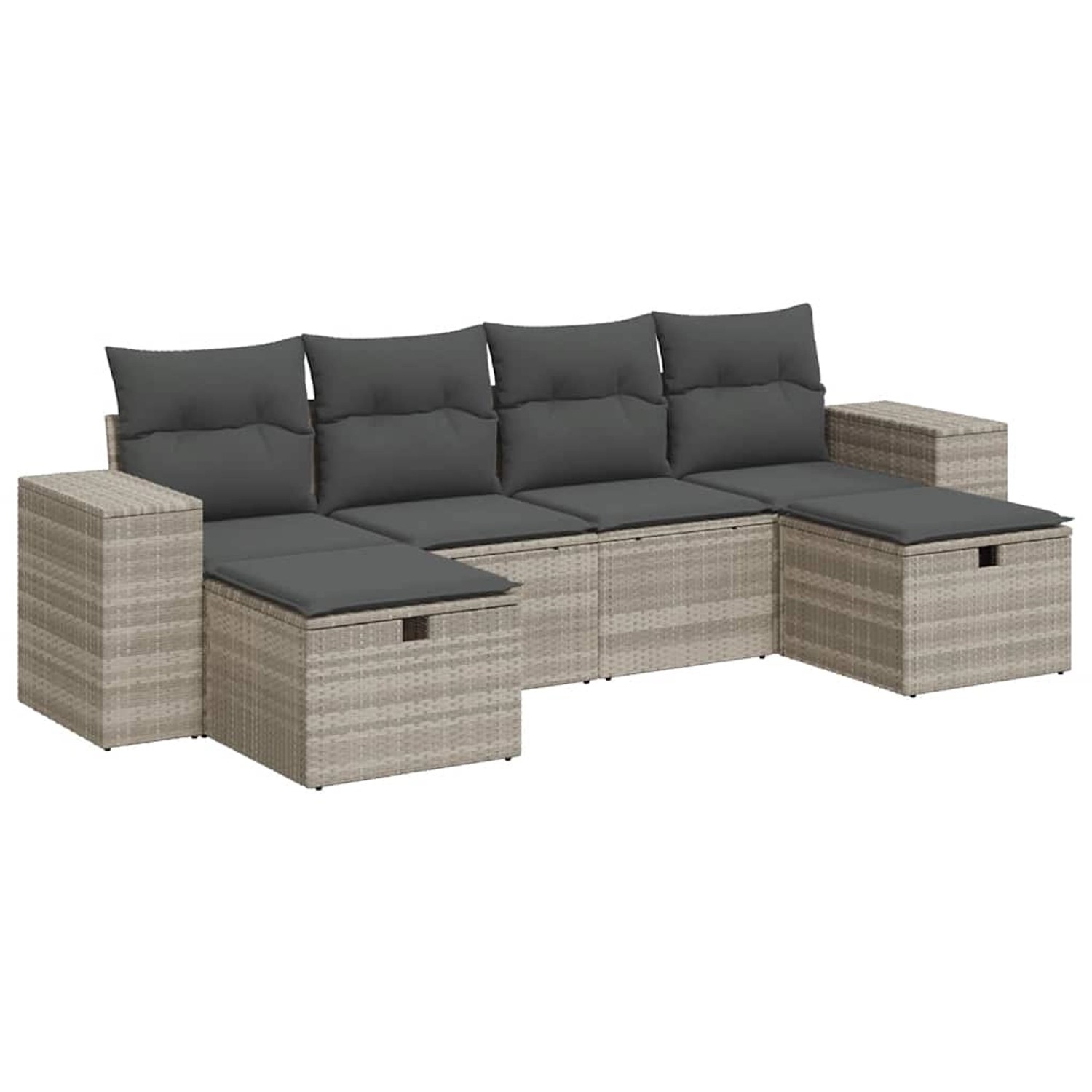 vidaXL 6-Tlg Garten-Sofagarnitur mit Kissen Hellgrau Poly Rattan 3325728 günstig online kaufen