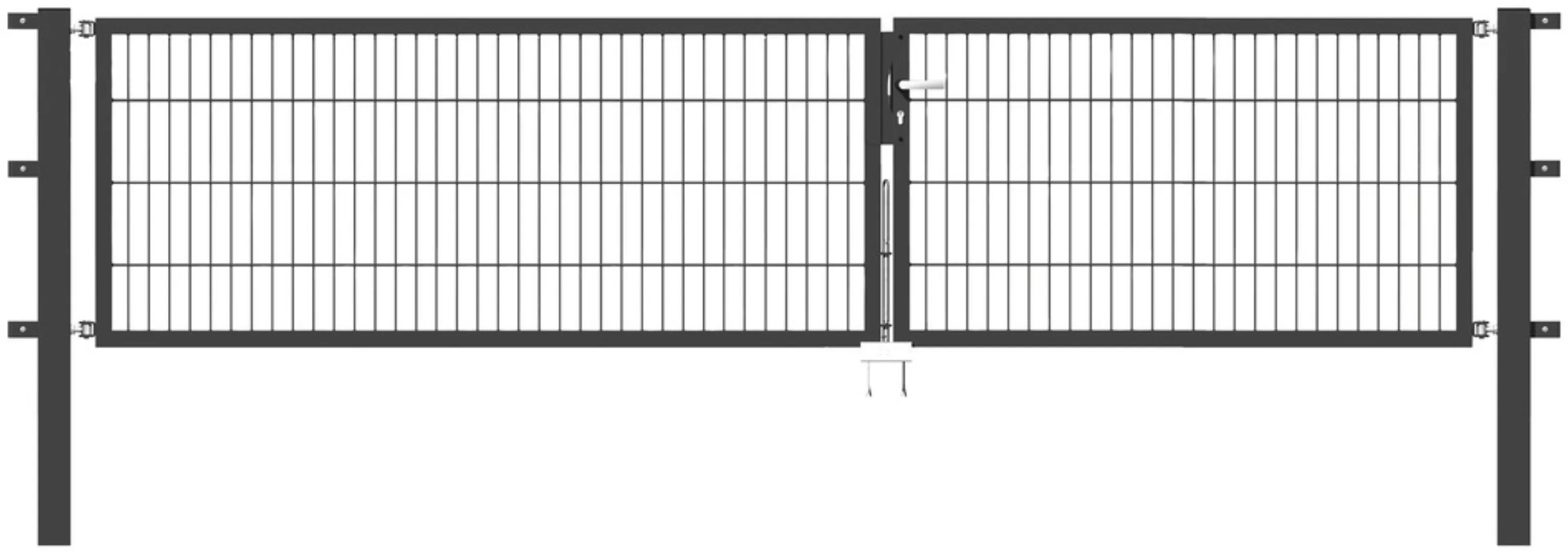 Metallzaun Doppeltor für Doppelstabmatte Grün z. Einbetonieren 80 cm x 350 günstig online kaufen