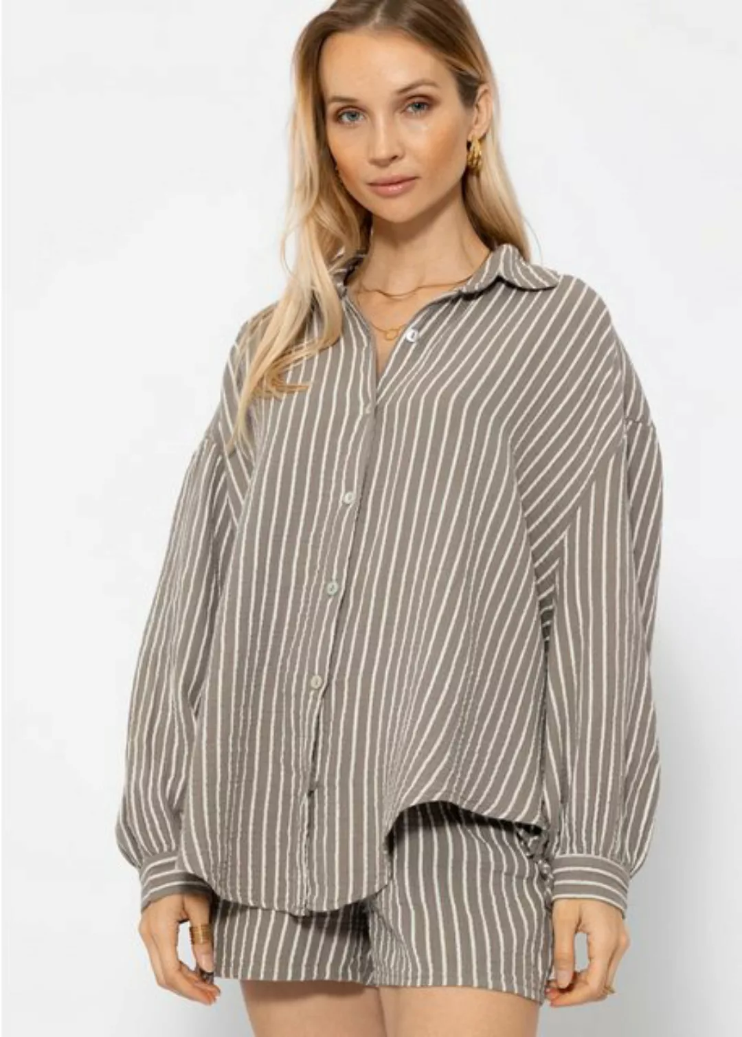 SASSYCLASSY Longbluse Musselin Bluse Damen lang Oversize Blusenshirt Damen günstig online kaufen