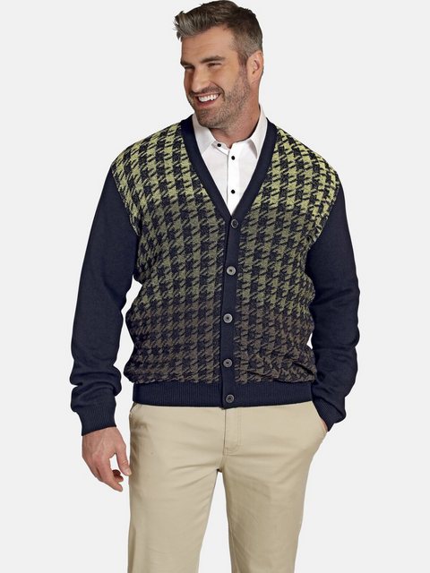 Charles Colby Cardigan DUKE SIOROS mehrfarbiges Hahnentrittmuster günstig online kaufen