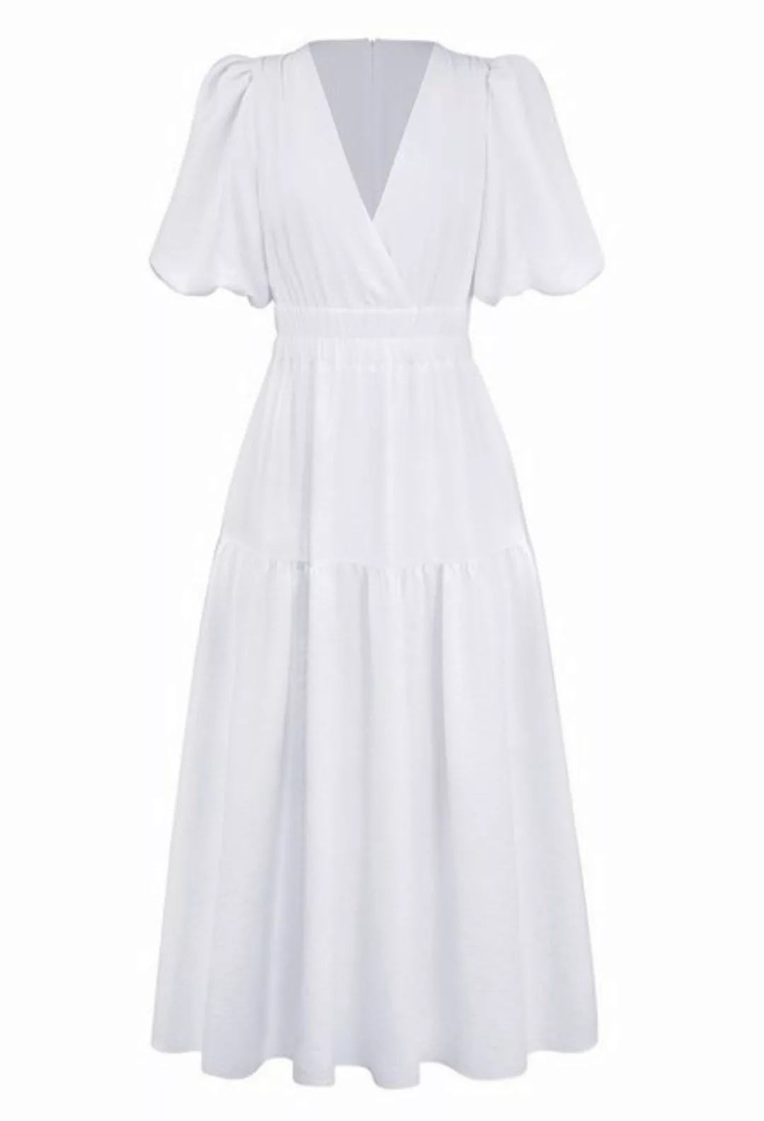 SEGUEN Sommerkleid Premium Deep V Bubble Sleeve Resort Kleid (Sommermode El günstig online kaufen