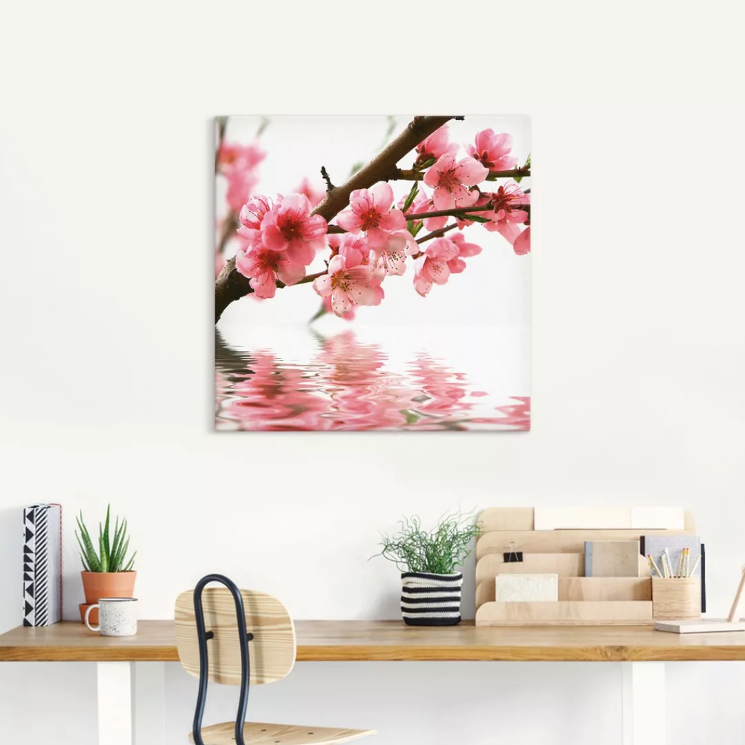 Artland Wandbild »Pfirsichblüten reflektieren im Wasser«, Blumen, (1 St.), günstig online kaufen