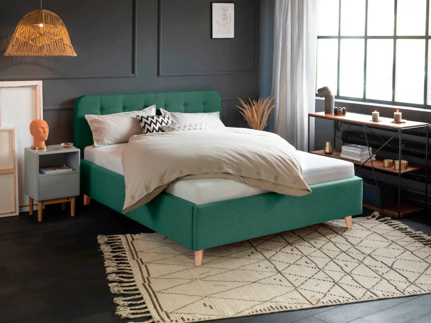 TOM TAILOR HOME Polsterbett "NORDIC BED", mit Knopfheftung im Kopfteil, Füß günstig online kaufen