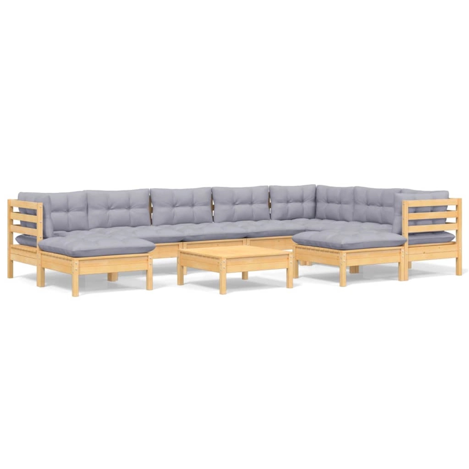 vidaXL 10-tlg Garten-Lounge-Set mit Grauen Kissen Kiefer Massivholz Modell günstig online kaufen