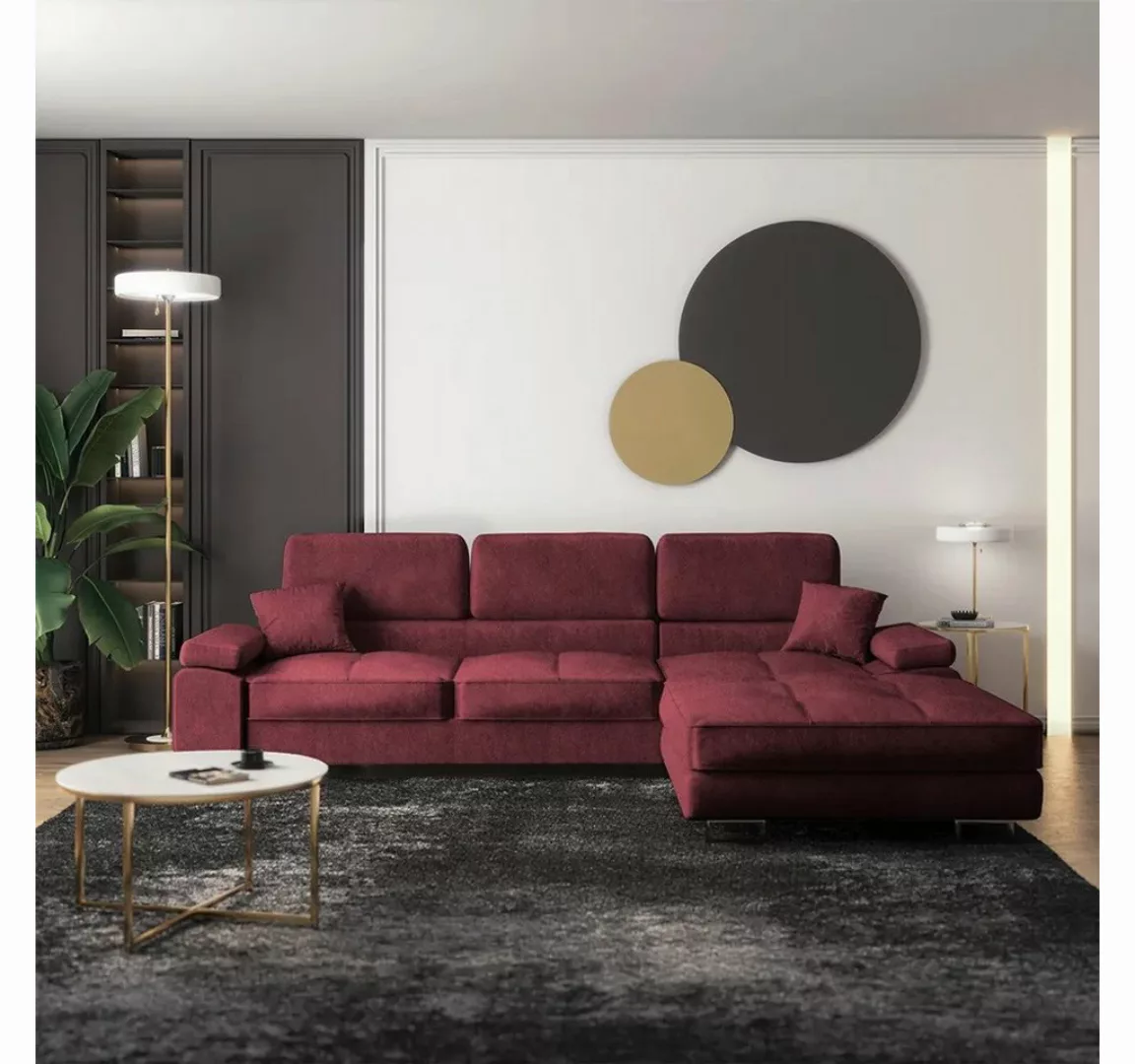 DB-Möbel Ecksofa Eckbettsofa "ANTAG" Sofa mit Samtbezug, wasserabweisend. günstig online kaufen