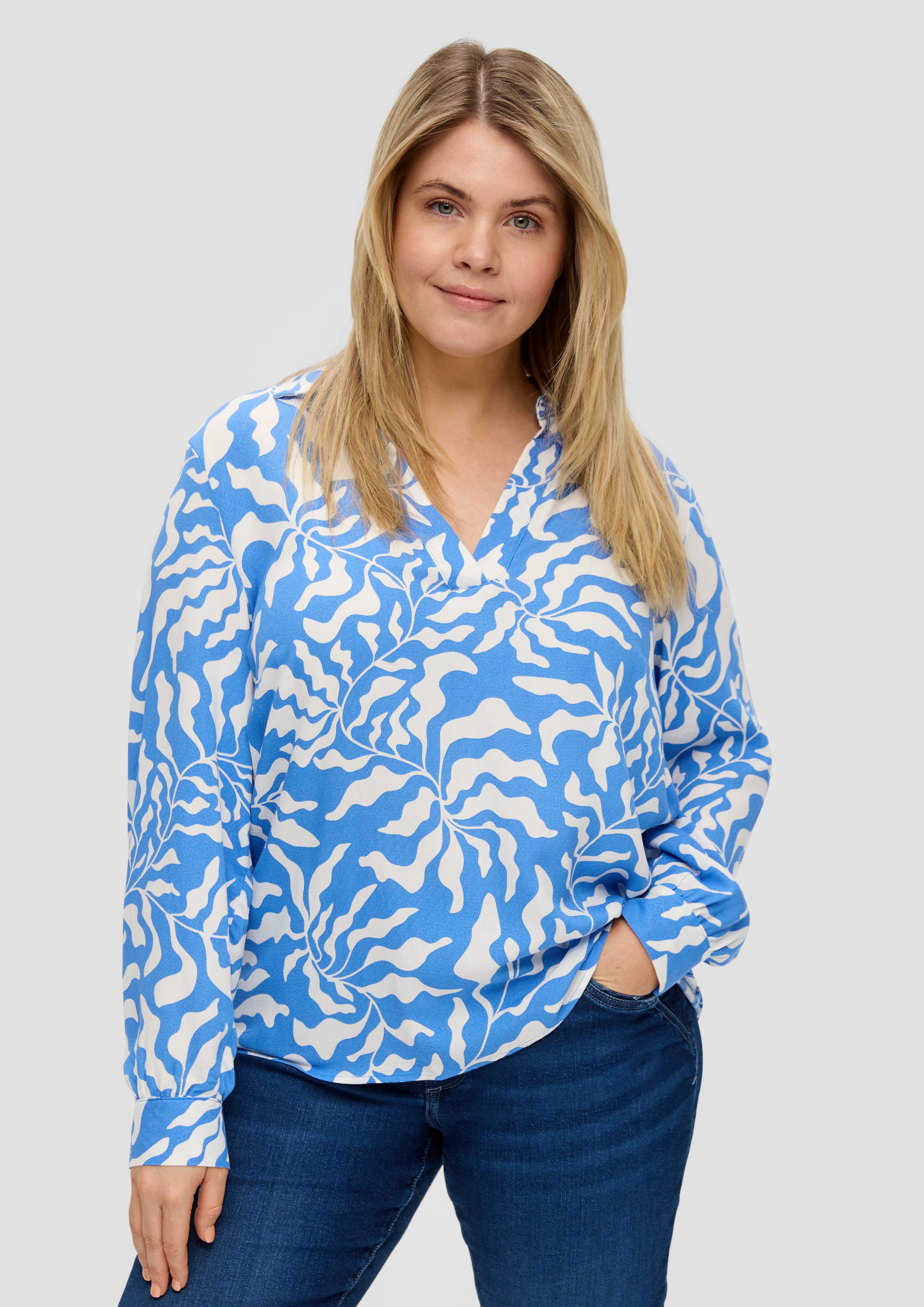 s.Oliver Langarmbluse Viskosebluse mit All-over-Print günstig online kaufen