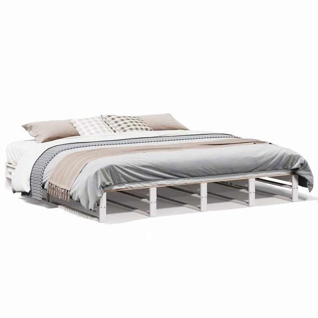 vidaXL Bett, Massivholzbett ohne Matratze Weiß 200x200 cm Kiefernholz günstig online kaufen