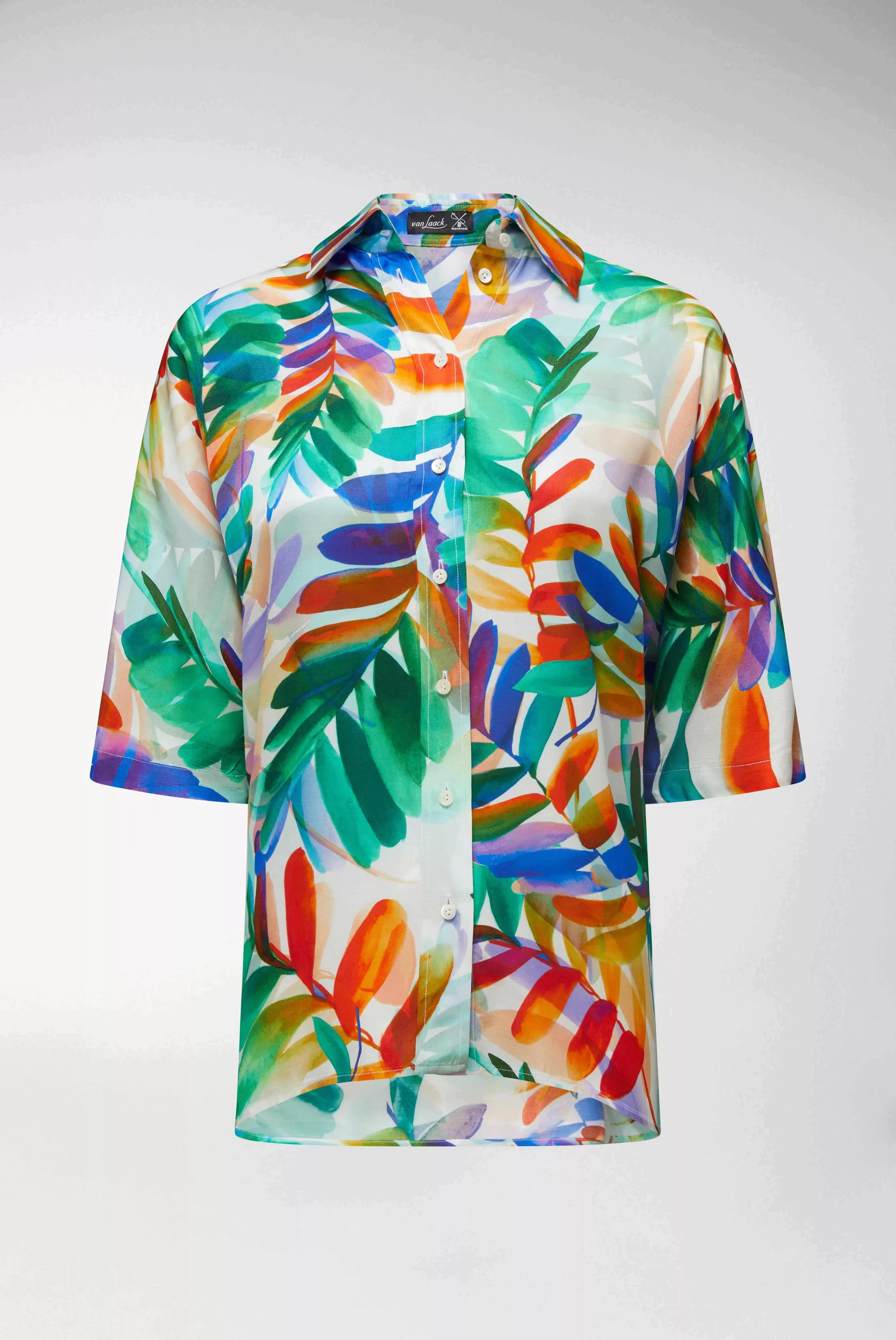 Viskose Dolman-Bluse mit Wasserfarben-Blattdruck günstig online kaufen