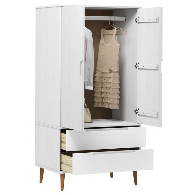 vidaXL Kleiderschrank Kleiderschrank Weiß 90x55x175 cm Massivholz Kiefer günstig online kaufen