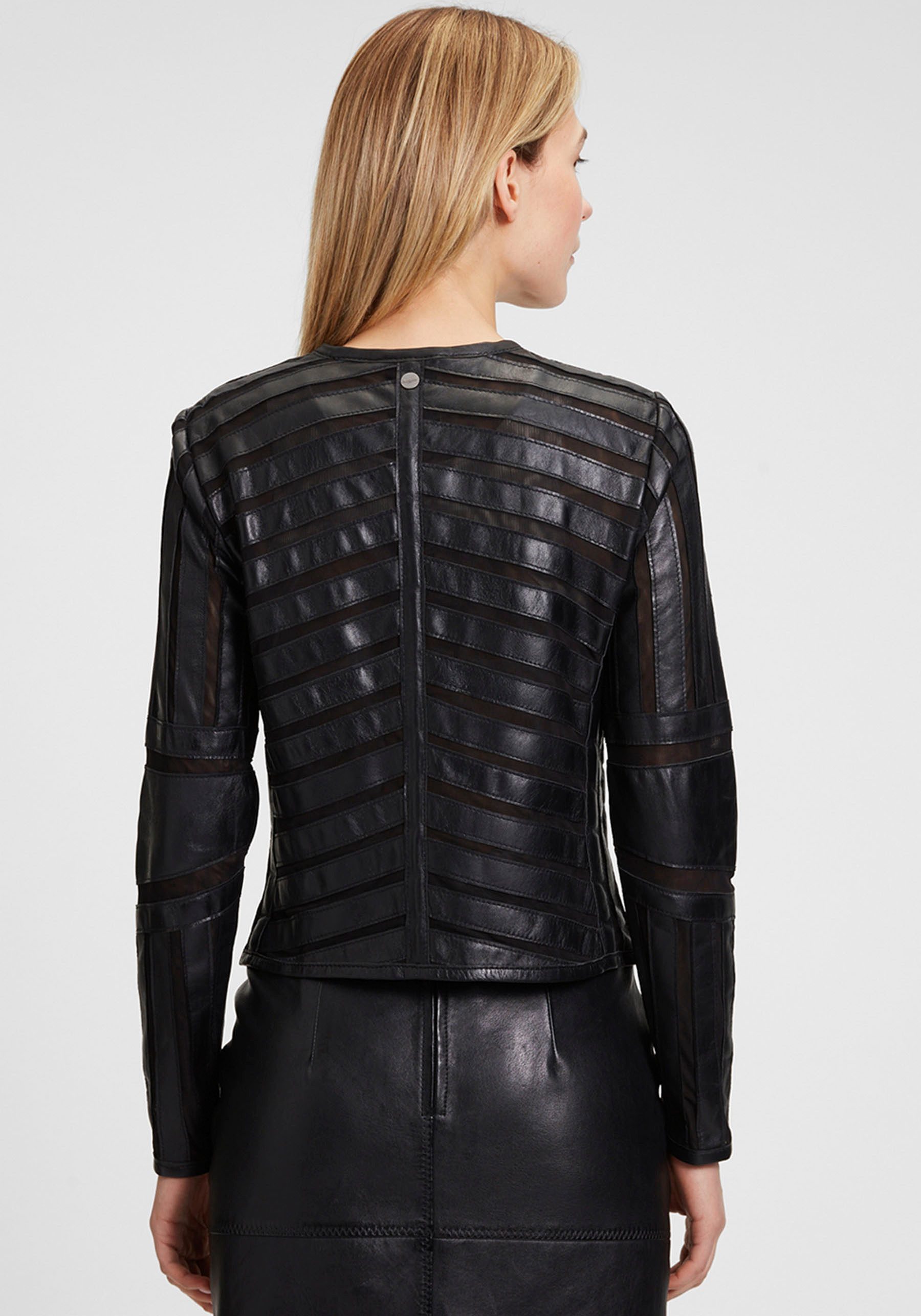 Mauritius Lederjacke "MWSuri LELEV", gepatchtes Leder, Rundhals,Reißverschl günstig online kaufen