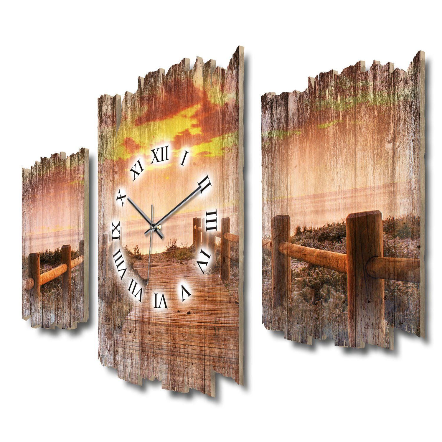 Kreative Feder Wanduhr 3-teilige DESIGNER-Wanduhr „Steg“ günstig online kaufen
