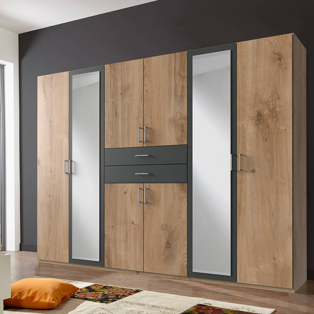 Kleiderschrank 270 cm in Eiche DUNMORE-43 günstig online kaufen