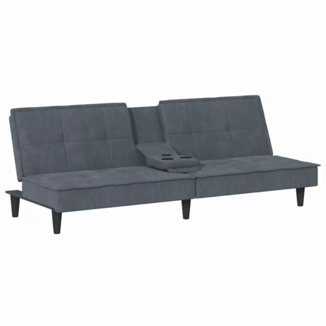 vidaXL Sofa Schlafsofa mit Getränkehaltern Dunkelgrau Samt günstig online kaufen