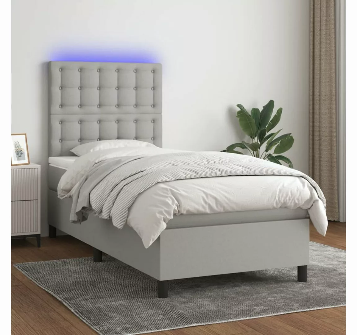 vidaXL Boxspringbett Bett Boxspringbett mit Matratze & LED Stoff (90 x 190 günstig online kaufen