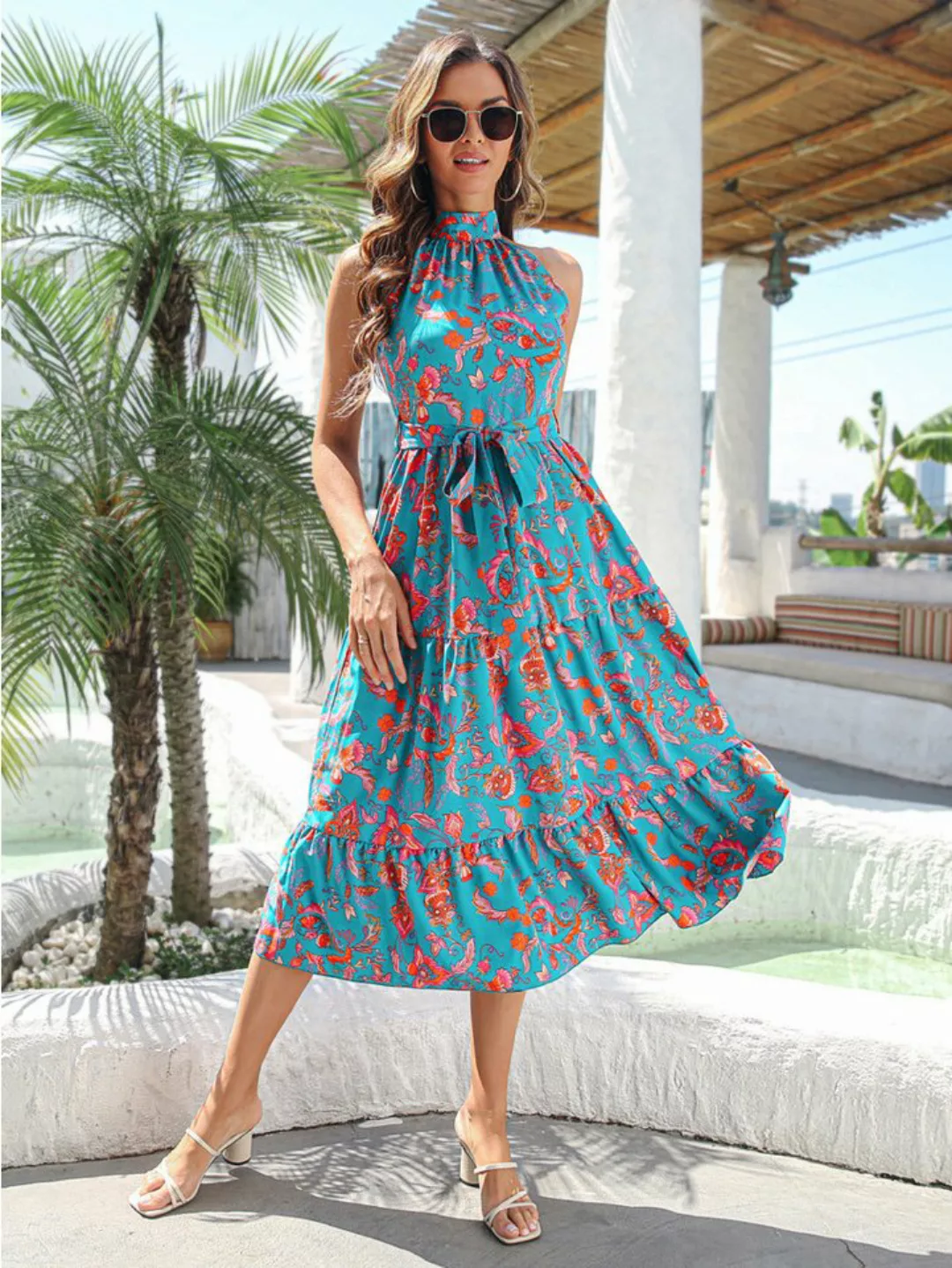 BlauWave Druckkleid Bohemian Sommer Druck Party Kleid ärmellos (1-tlg) Stra günstig online kaufen