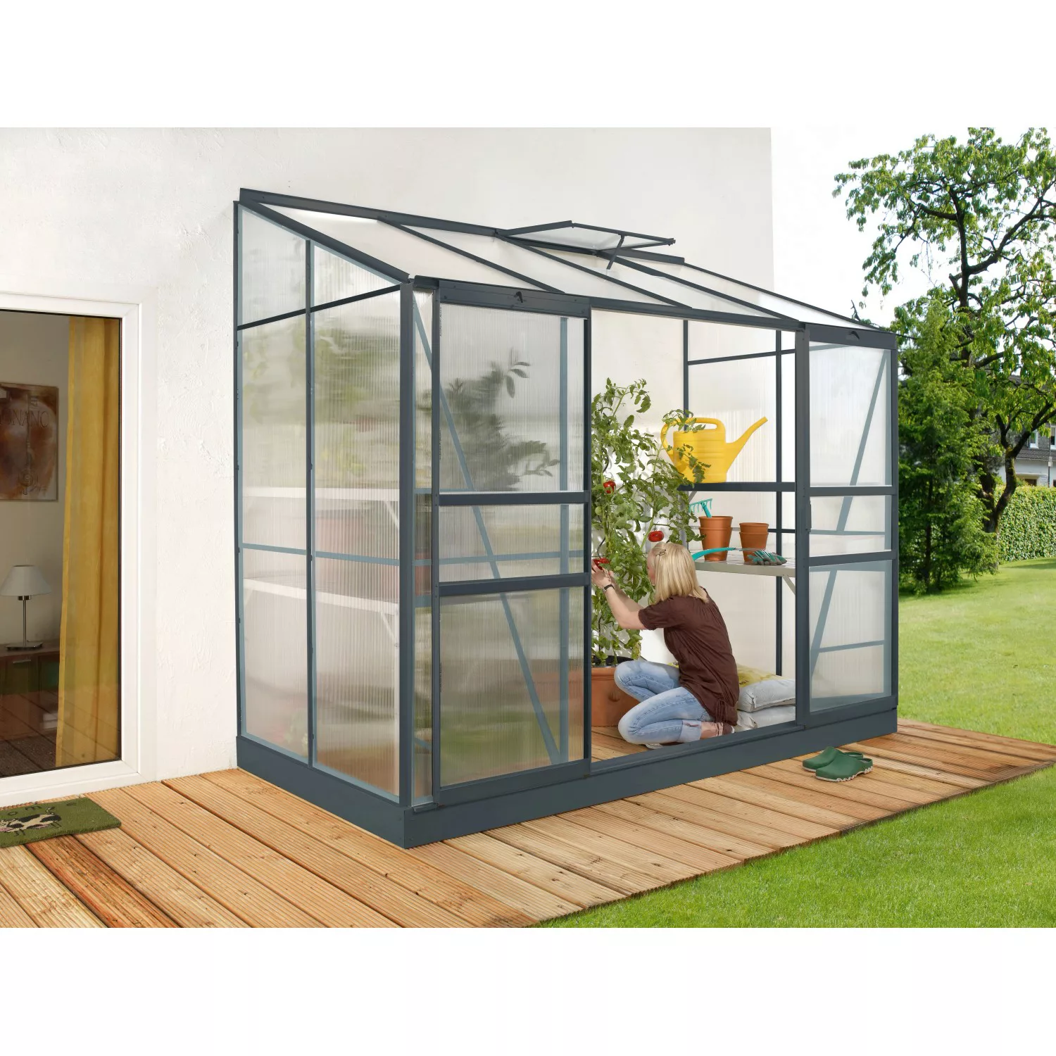 Vitavia Anlehn-Gewächshaus Ida 3300 mit 4 mm HKP 3,3 m² Schwarz günstig online kaufen