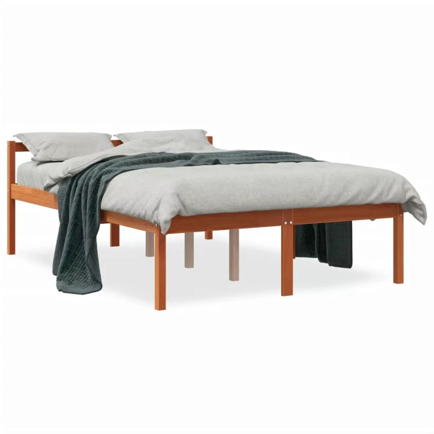 vidaXL Bettgestell, Seniorenbett Wachsbraun 120x190 cm Massivholz Kiefer günstig online kaufen