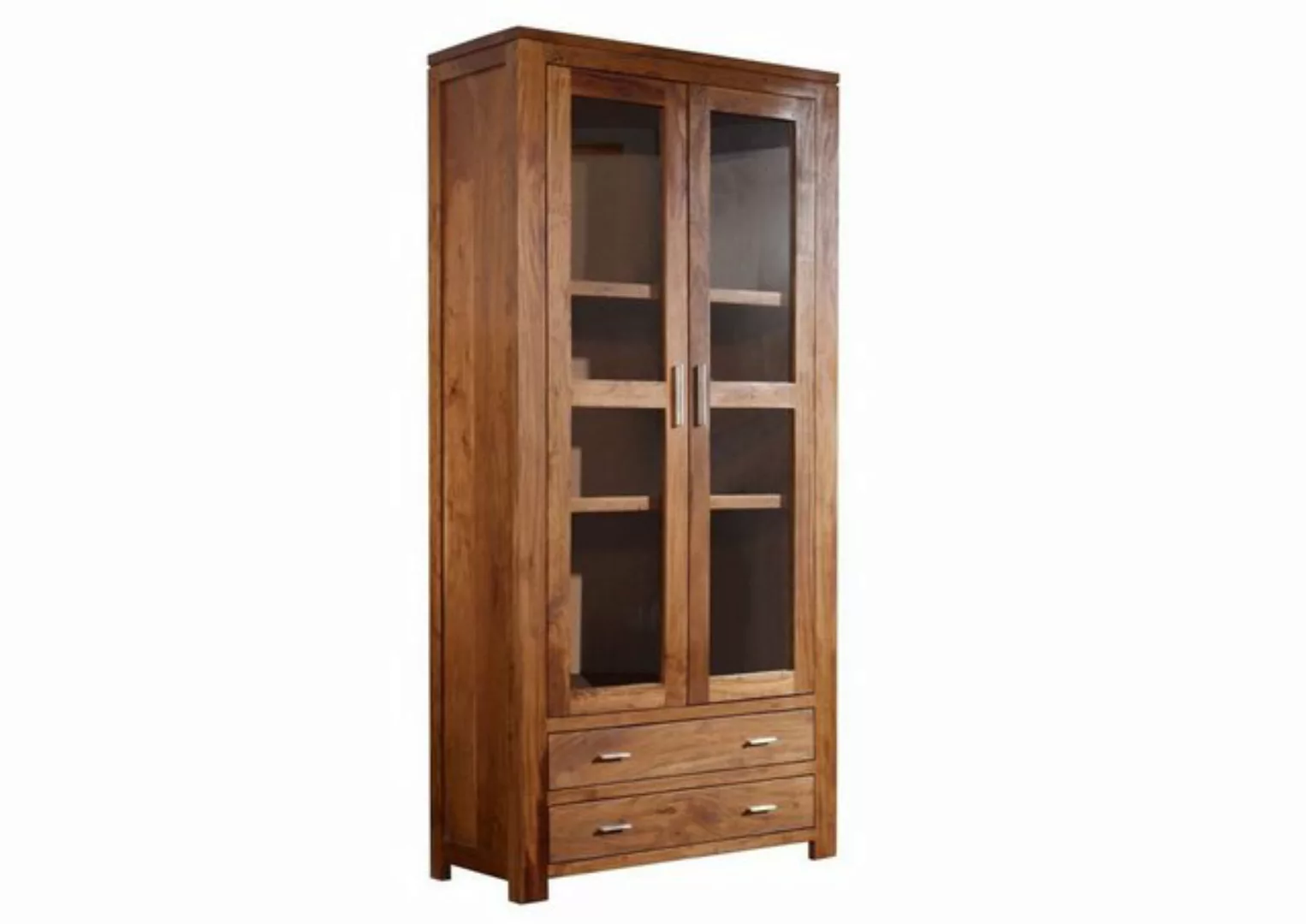 Massivmoebel24 Standvitrine Vitrine Akazie 90x40x190 golden honey lackiert günstig online kaufen