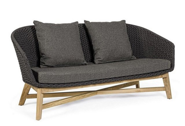 Natur24 Sofa Sofa Coachella 168x78x77cm Teakholz Anthrazit Sofa Couch Polst günstig online kaufen