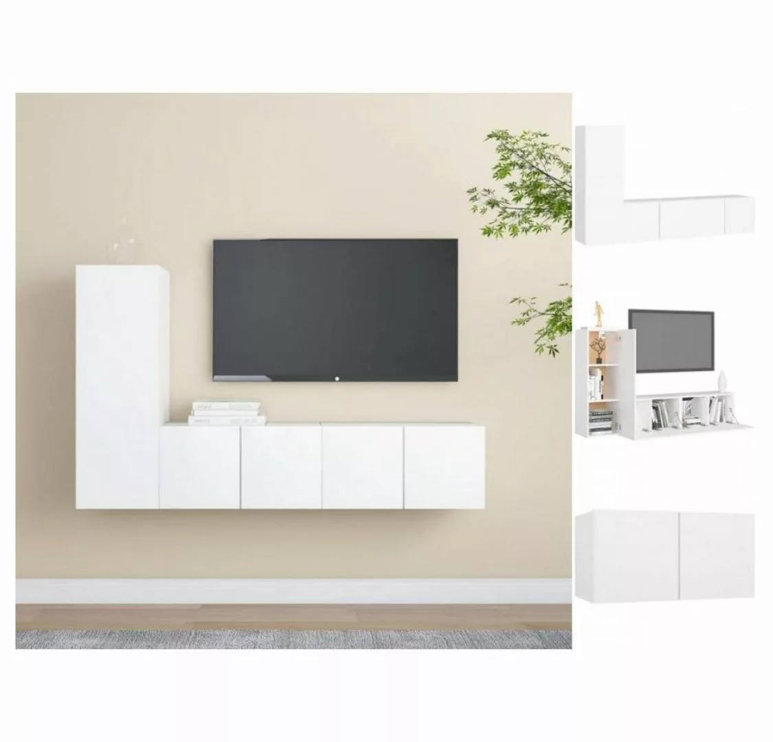vidaXL Kleiderschrank 3-tlg TV-Schrank-Set Weiß Spanplatte günstig online kaufen