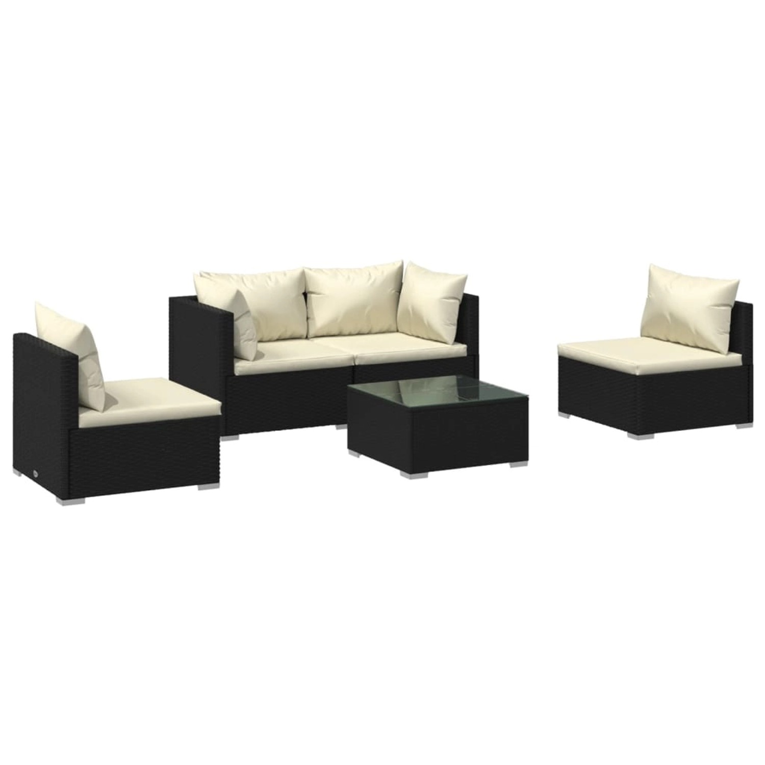 Vidaxl 5-tlg. Garten-lounge-set Mit Kissen Poly Rattan Schwarz günstig online kaufen