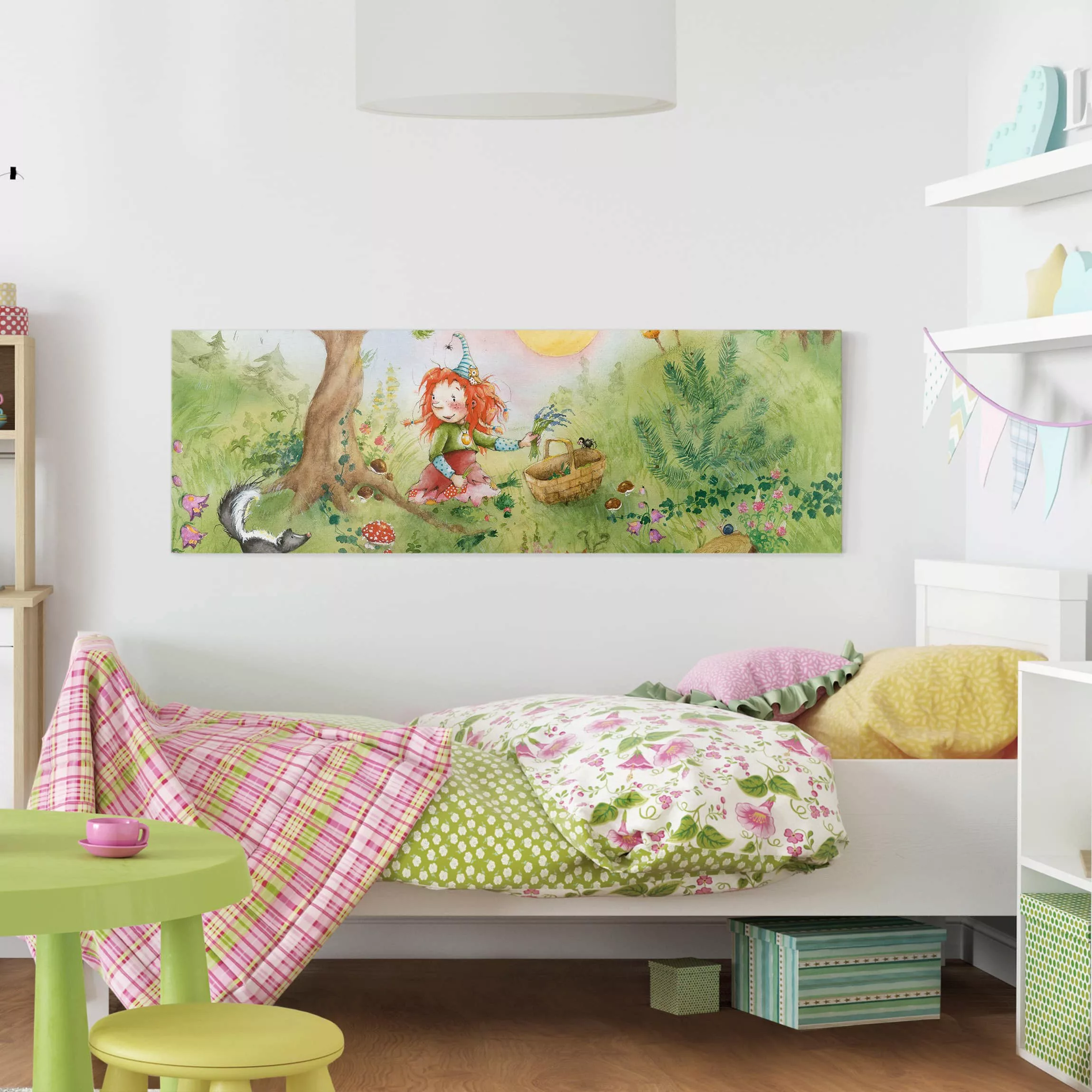 Leinwandbild Kinderzimmer - Panorama Frida die kleine Waldhexe - Frida samm günstig online kaufen