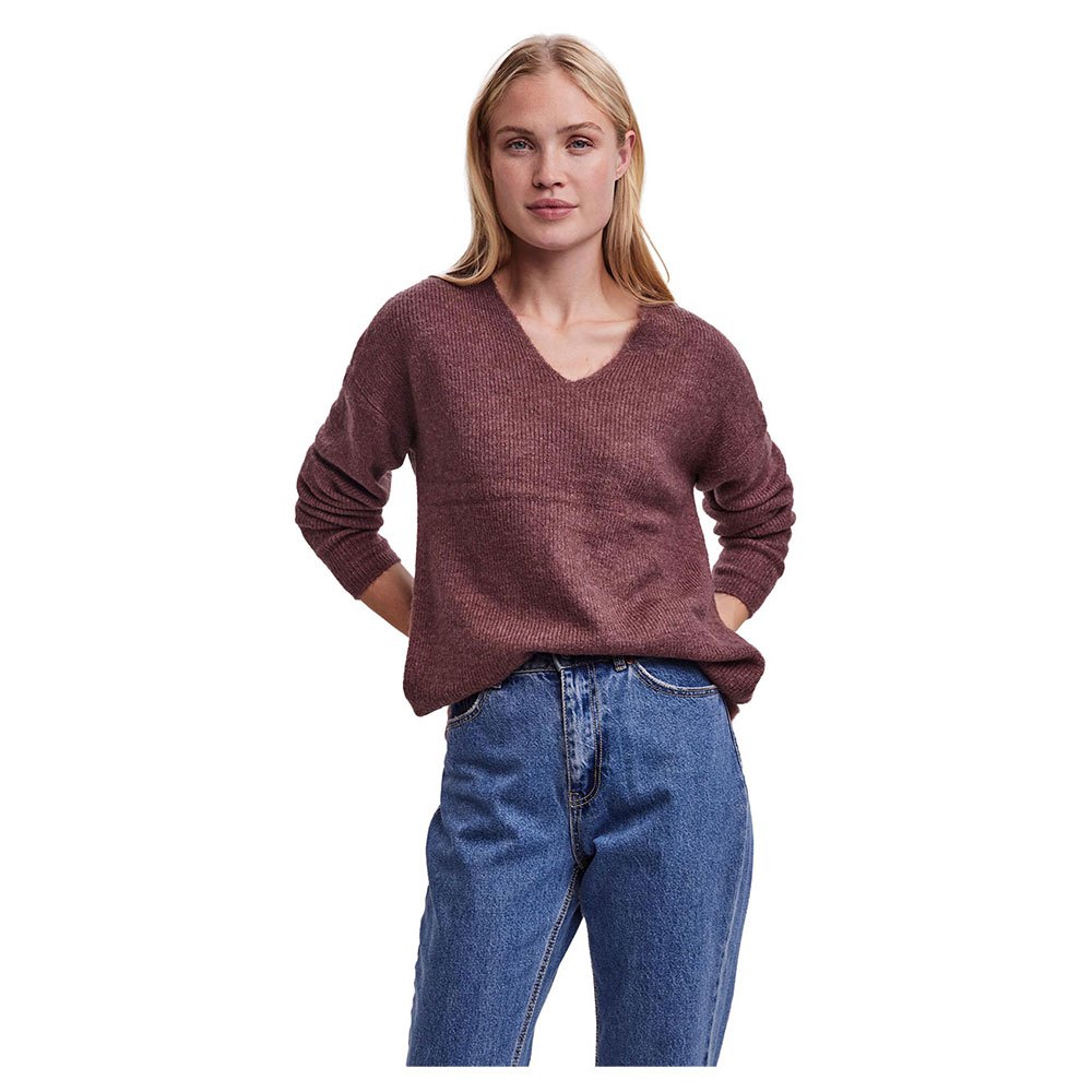Vero Moda Crew Lefile V-ausschnitt Pullover M Rose Brown / Detail Melange günstig online kaufen