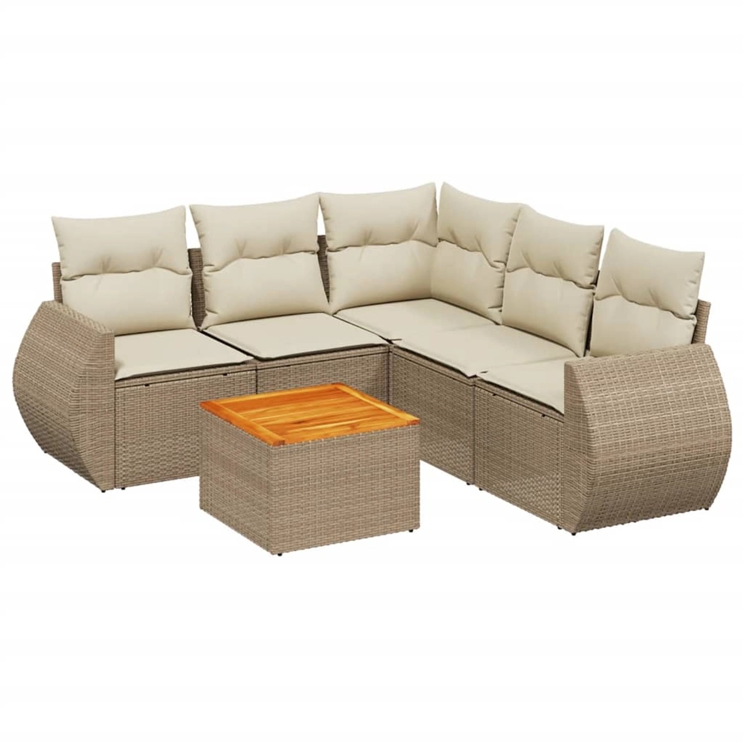 vidaXL 6-Tlg Garten-Sofagarnitur mit Kissen Beige Poly Rattan 3225001 günstig online kaufen