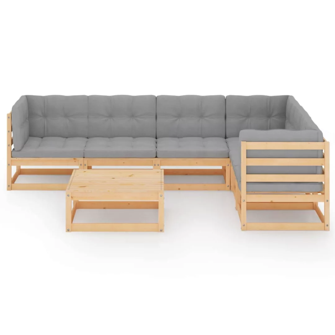 7-tlg. Garten-lounge-set Mit Kissen Kiefer Massivholz günstig online kaufen