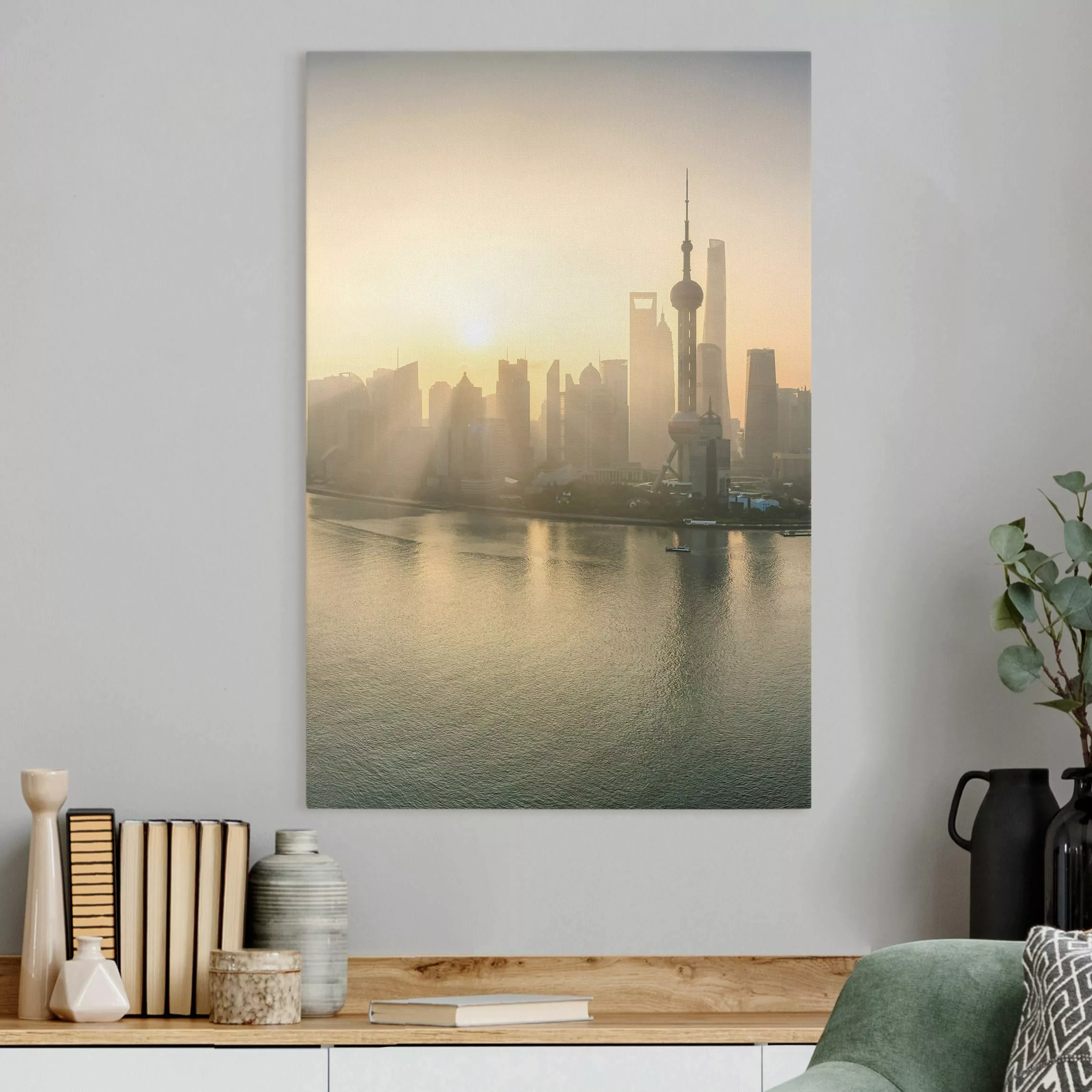 Leinwandbild Pudong bei Sonnenaufgang günstig online kaufen