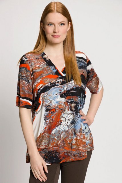 Ulla Popken Rundhalsshirt Slinkyshirt Paisleymuster Rollkragen 3/4-Arm günstig online kaufen