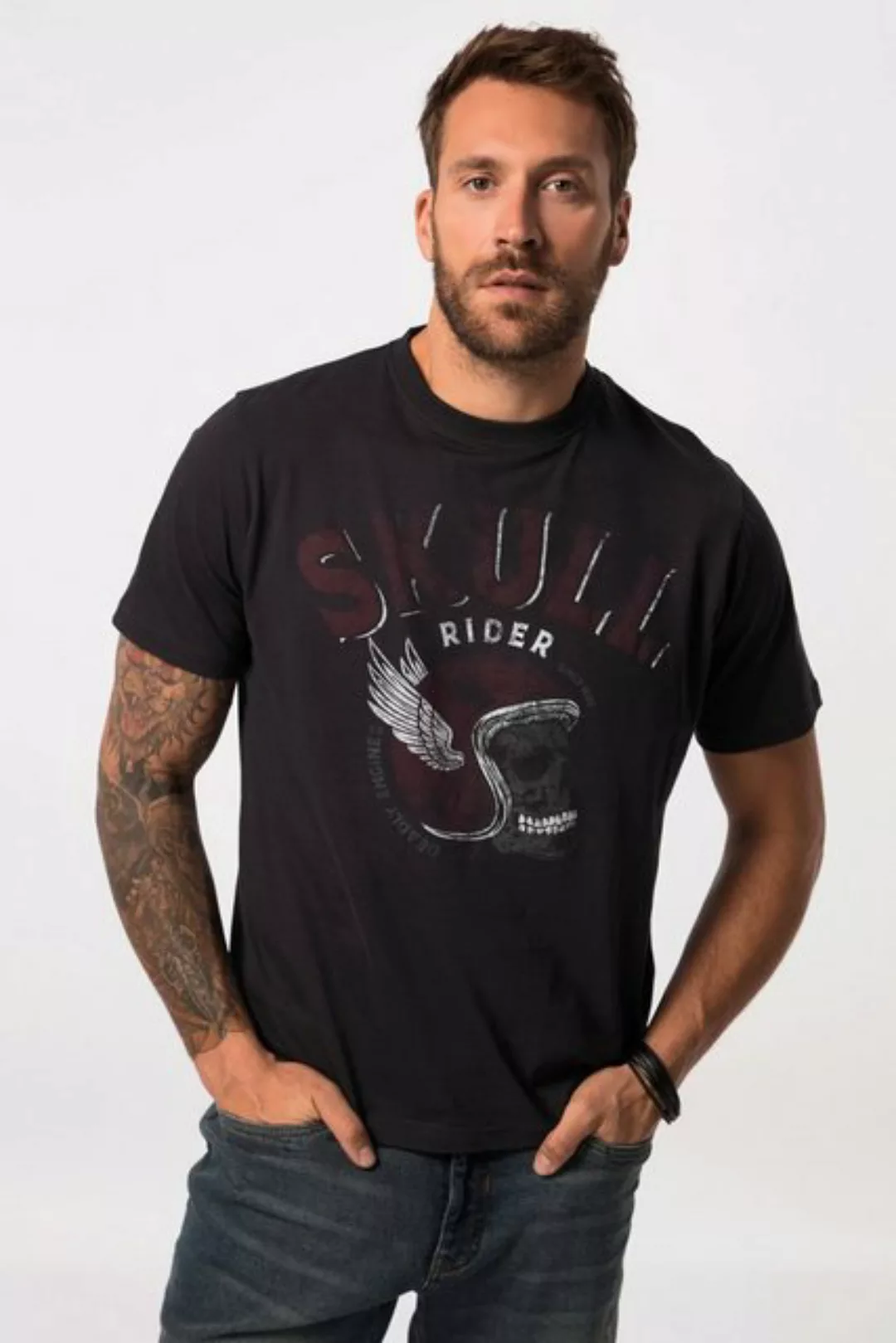 JP1880 T-Shirt T-Shirt Halbarm Rundhals Brustprint bis 8 XL günstig online kaufen