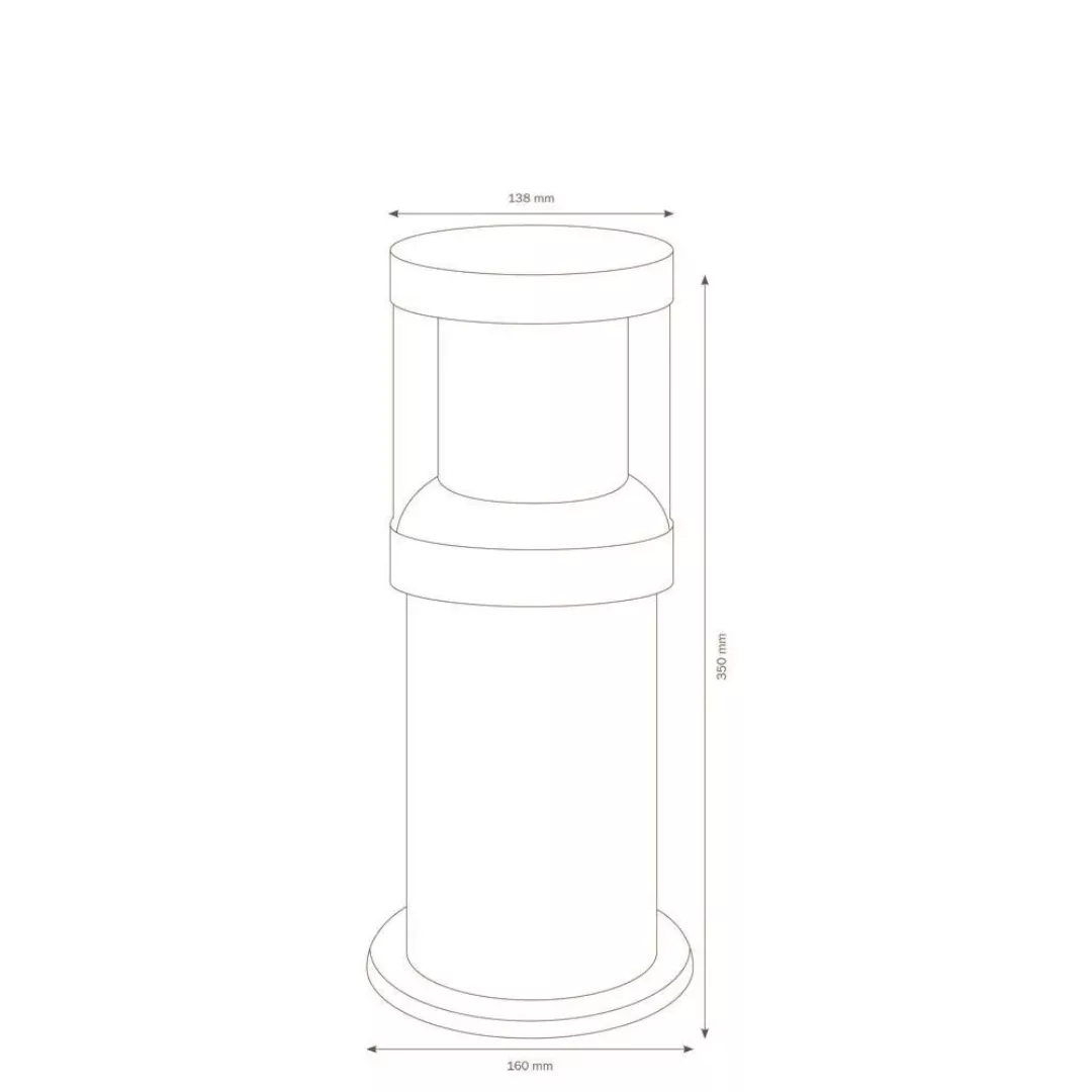 Wegeleuchte A-282573, Graphit, Aluguss, Polycarbonat, E27, IP65, 350x138mm günstig online kaufen