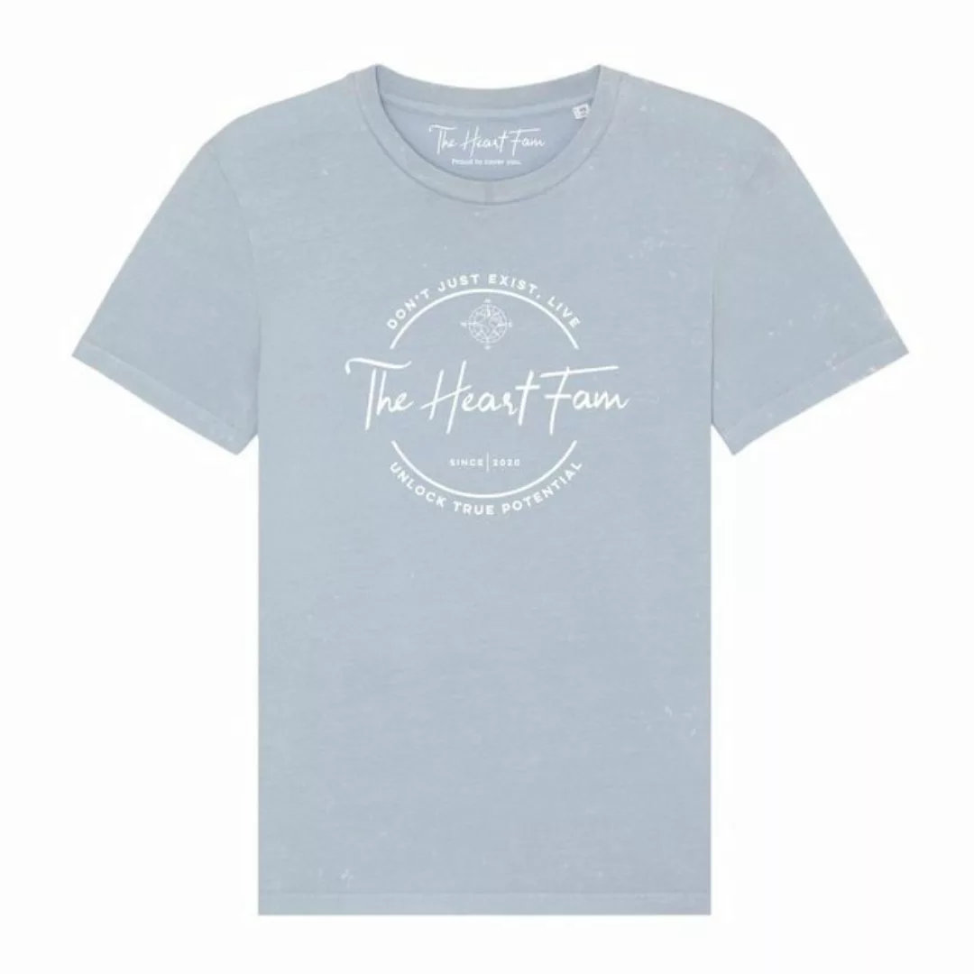 TheHeartFam T-Shirt Nachhaltiges Vintage Bio-Baumwolle Tshirt Stahl Blau He günstig online kaufen