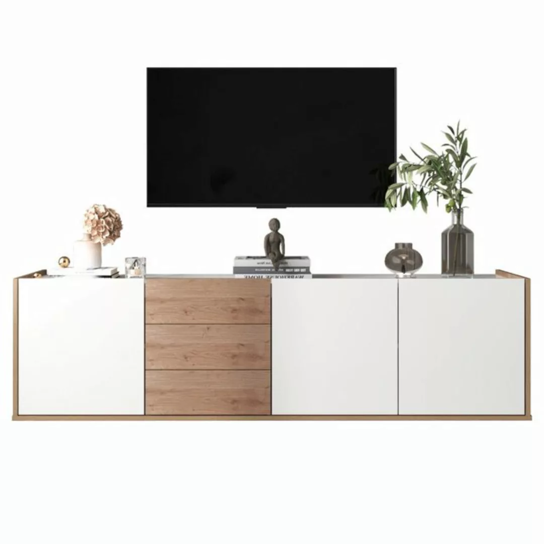 MODFU TV-Schrank Lowboard Fernsehtisch (mit 3 Schubladen und 3 Türen) mit P günstig online kaufen