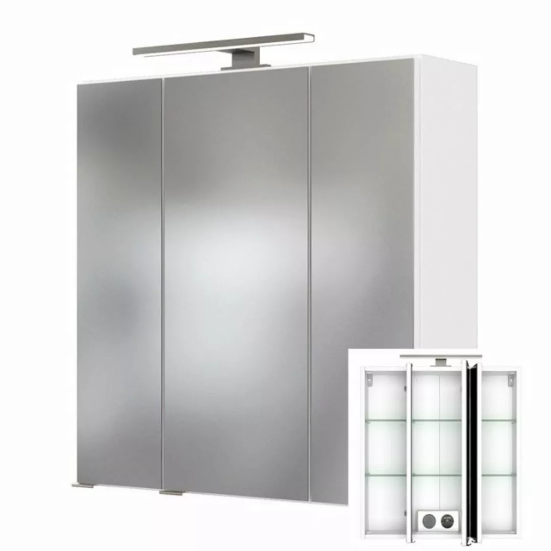 Badezimmer 3D-Spiegelschrank 60cm in weiß GHOM-03 mit 3 gedämpften Türen, B günstig online kaufen