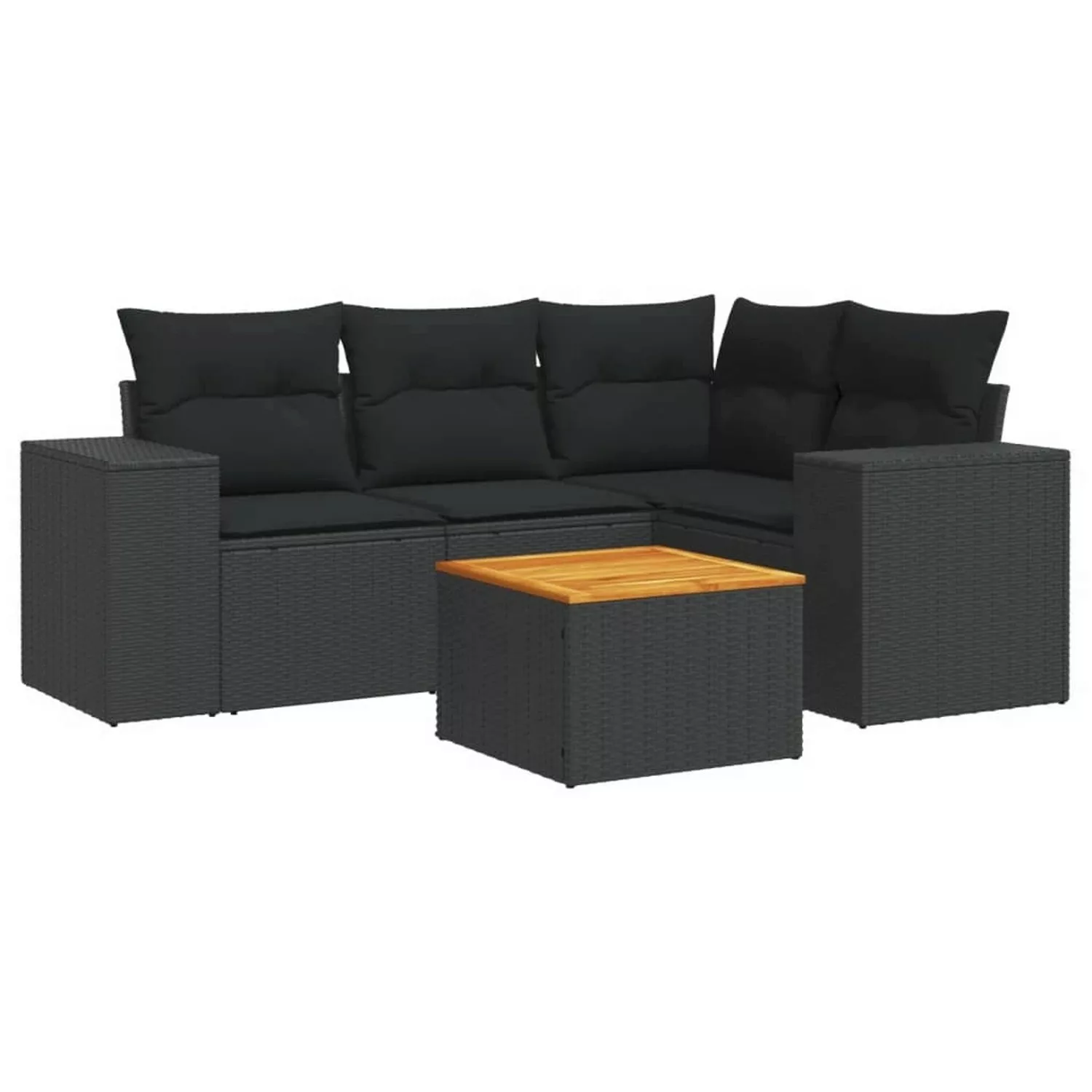 vidaXL 5-tlg Garten-Sofagarnitur mit Kissen Schwarz Poly Rattan Modell 133 günstig online kaufen