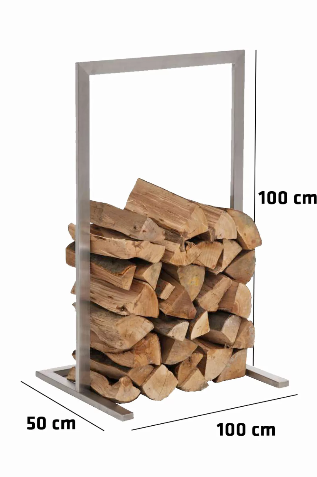 Kaminholzständer Sidone-100x100 cm-silber günstig online kaufen
