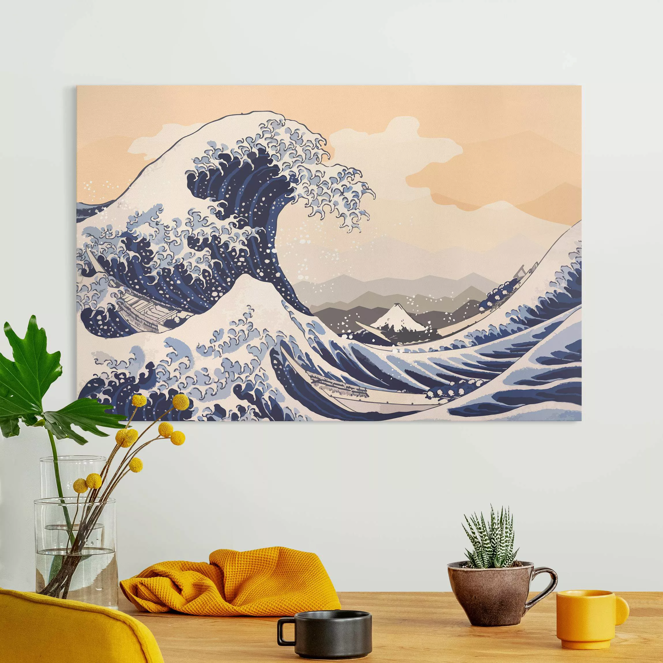 Leinwandbild Illustration - Die große Welle von Kanagawa günstig online kaufen