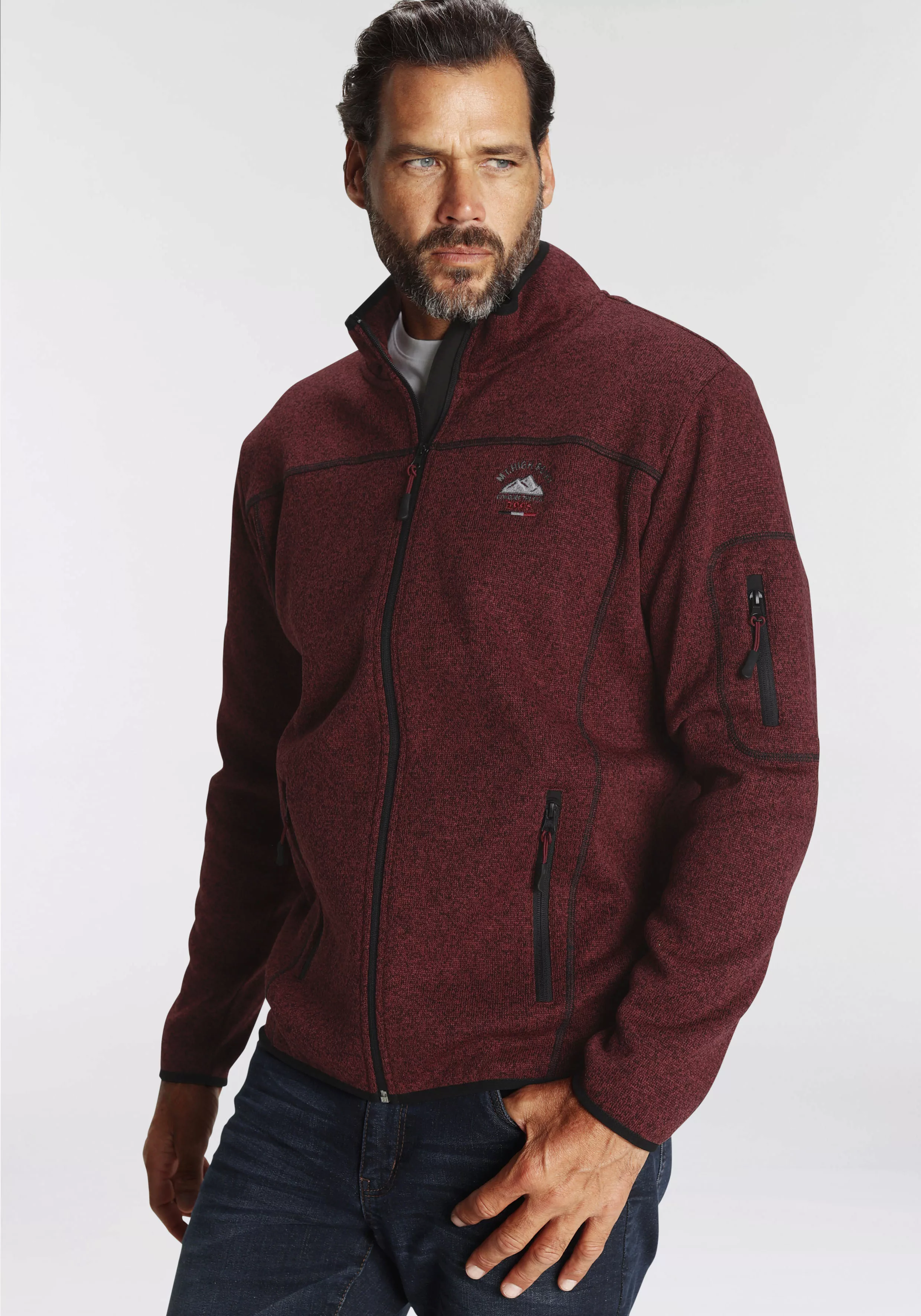 Man's World Strickfleecejacke mit modischen Ziernähten günstig online kaufen