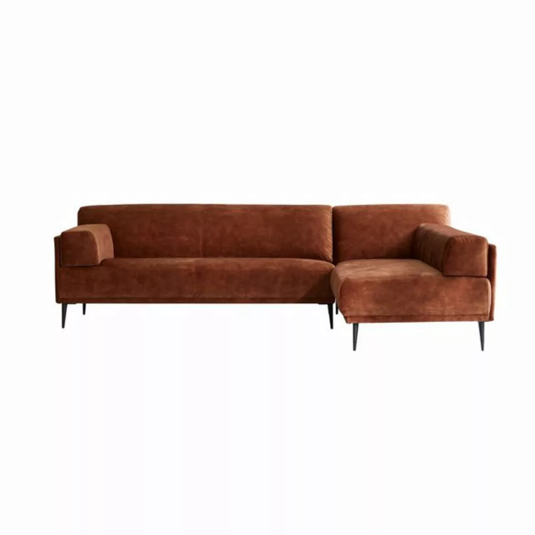 Tikamoon Sofa Finn Ecksofa rechts aus terracottafarbenem Samt 270 x 180 cm, günstig online kaufen