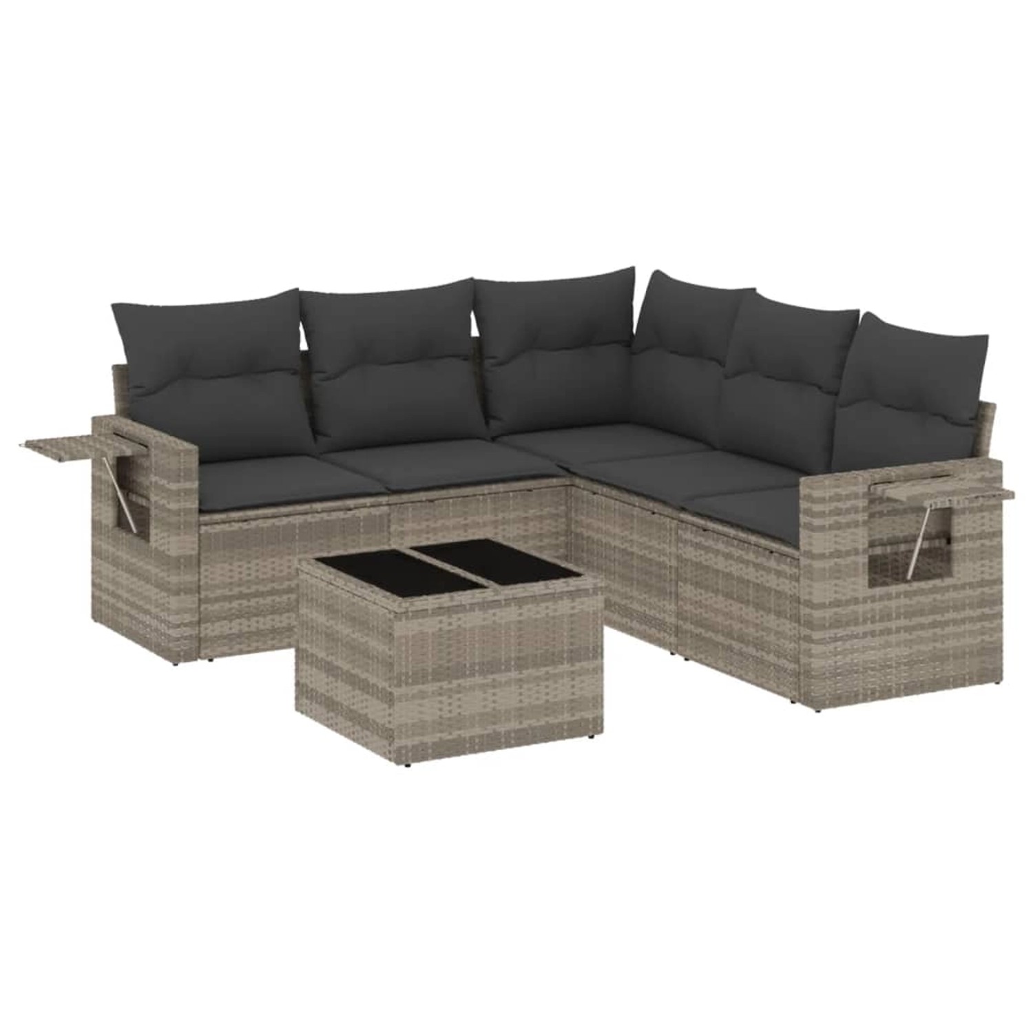 vidaXL 6-Tlg Garten-Sofagarnitur mit Kissen Hellgrau Poly Rattan 3252499 günstig online kaufen