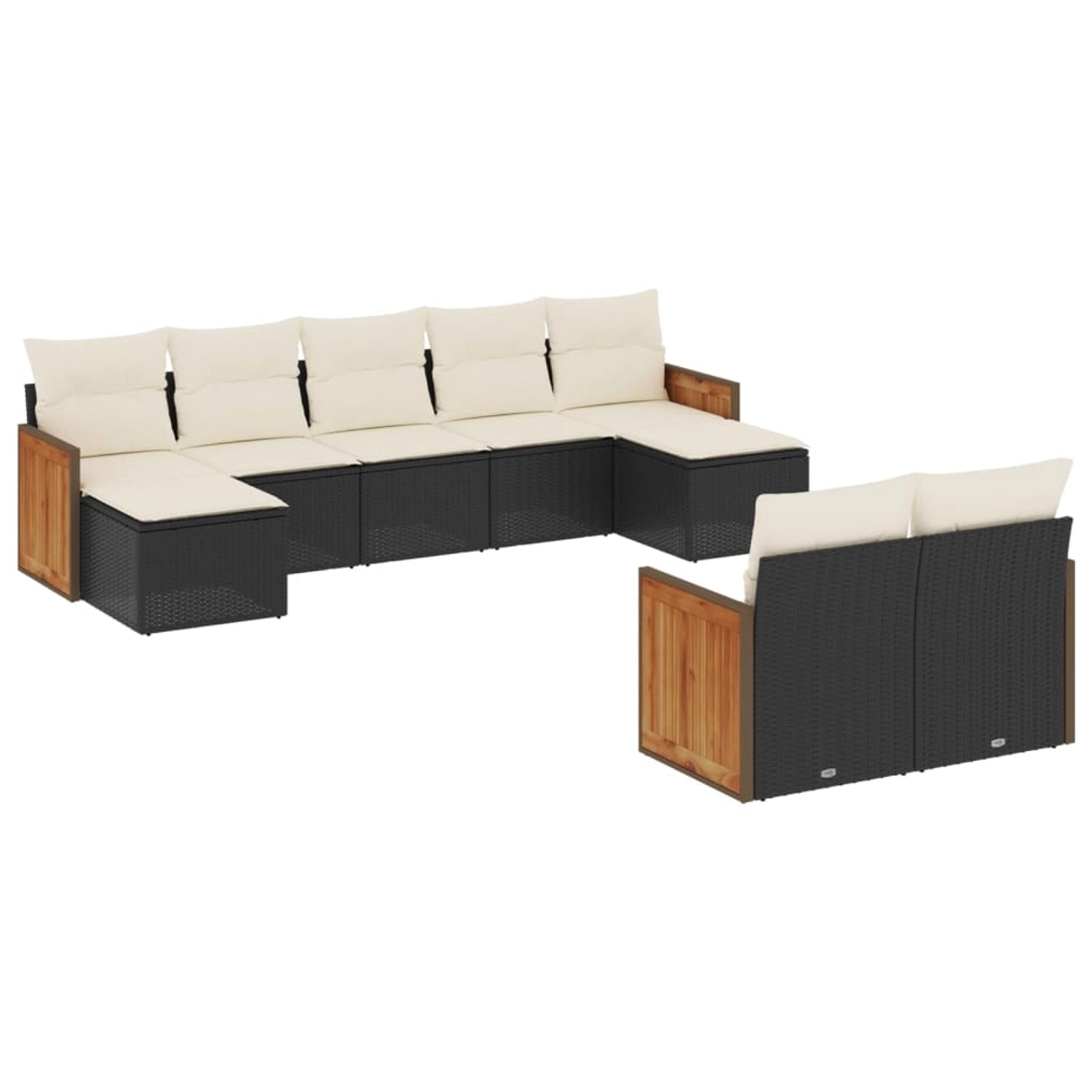 vidaXL 9-Tlg Garten-Sofagarnitur mit Kissen Schwarz Poly Rattan 3228079 günstig online kaufen