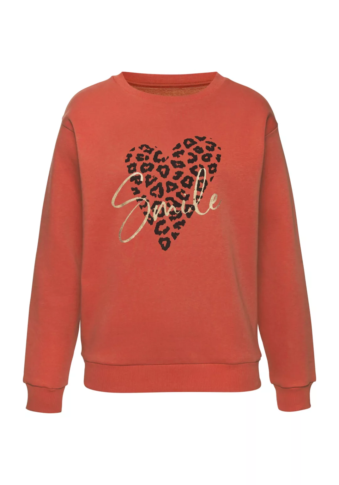 LASCANA Sweatshirt, Loungehirt mit Herz-Leo-Druck, Loungewear günstig online kaufen