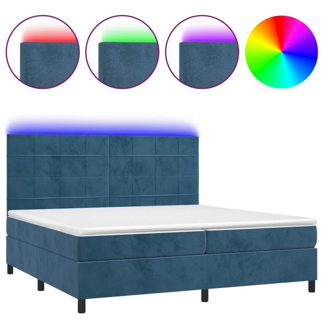 vidaXL Boxspringbett Boxspringbett mit Matratze & LED Samt (200 x 200 cm, B günstig online kaufen