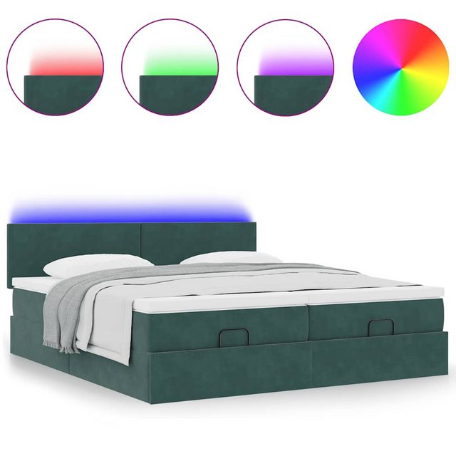 vidaXL Bett Ottoman-Bett mit Matratzen & LEDs Dunkelgrün 180x200 cm Samt günstig online kaufen